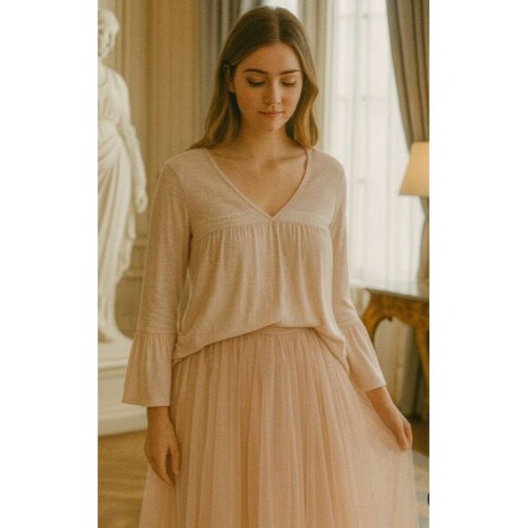 Meadow Rue Women’s Blush Med Top Embroidered Feminine Cottagecore Romantic - Picture 3 of 16